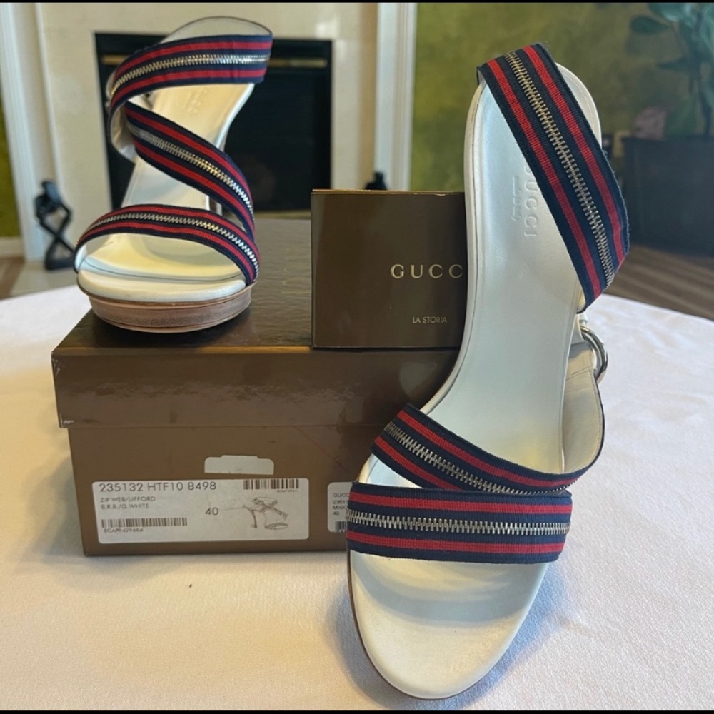 GUCCI ZIP WEB LIFFORD Sandal Size 40